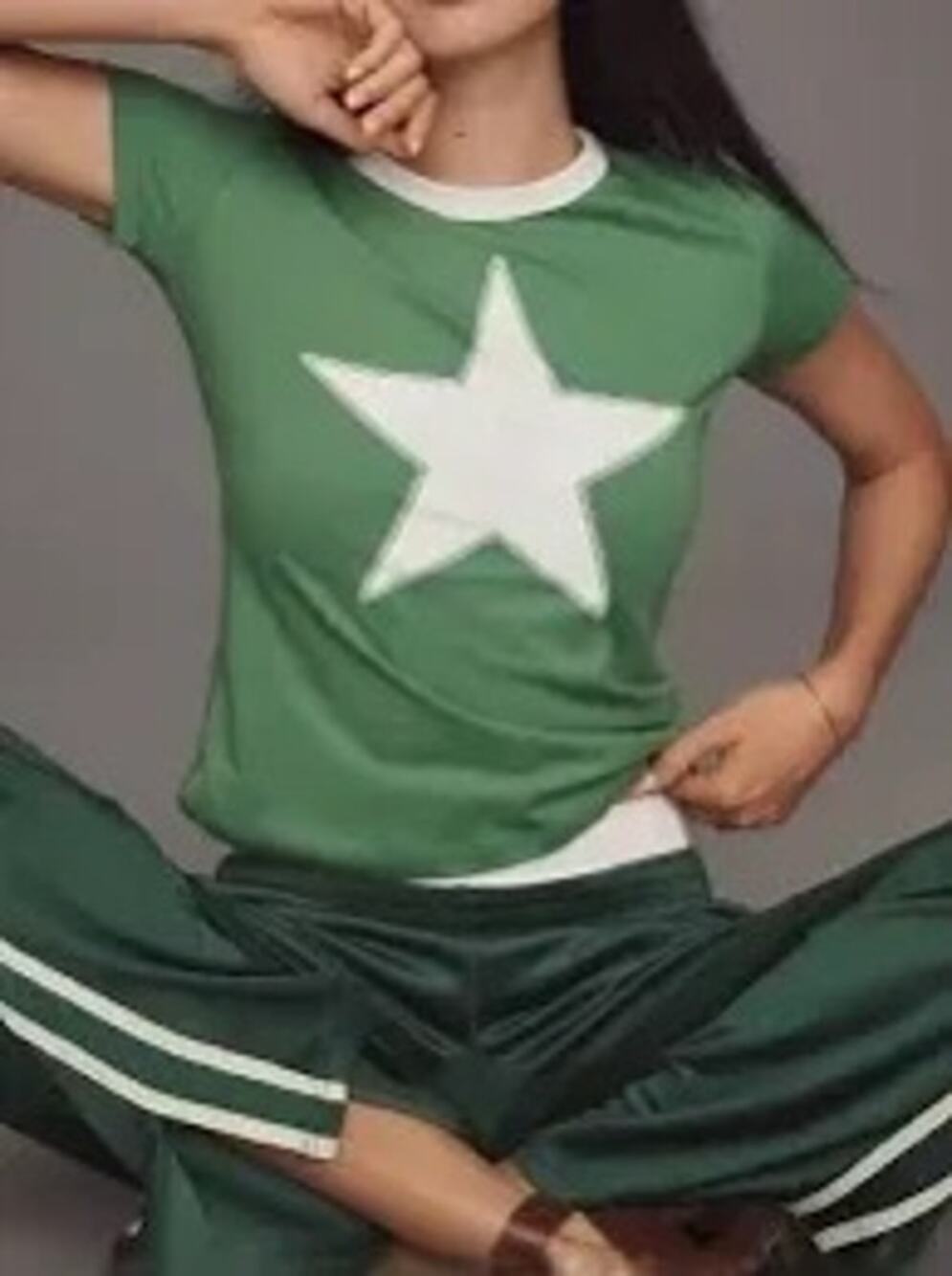 Letluv Star Short-Sleeve Ringer Crew-Neck Tee